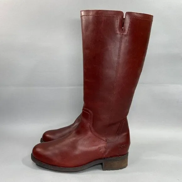 UGG Dahlen Stout Boots Women's Size 10 Tall Leather Fully Insulated Riding Boots - Picture 5 of 16